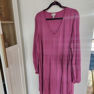 Pink V-Neck Dress